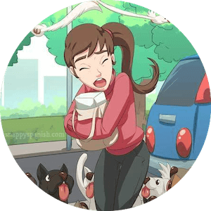 Beginner Spanish Short Story image of a woman being chased by dogs