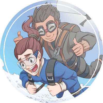 Woman tandem parachuting for the first time