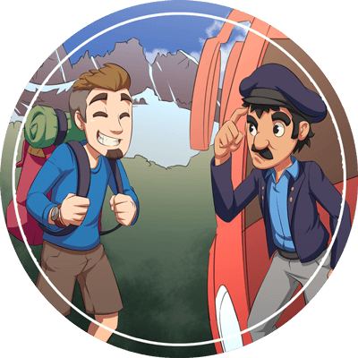 A confused bus driver talking to a traveller