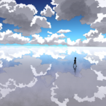 A person walking by themself across the Uyuni Salt Flats.